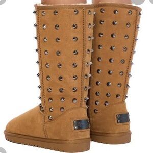 Heaven Sent Havoc Tan Studded Mid-Calf Women's Boots NEW Size 10